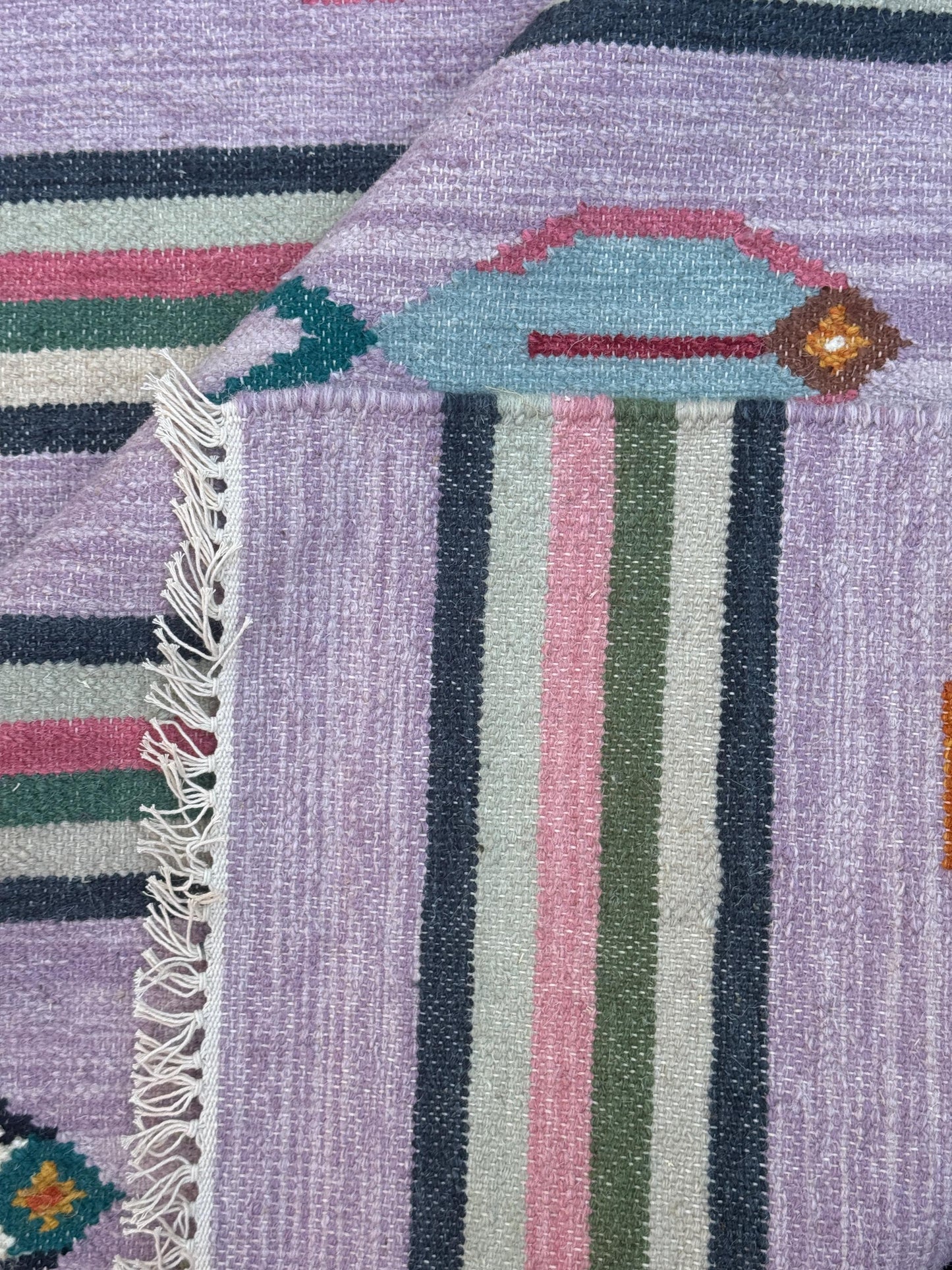 Modern Anatolian Kilim 6x9, Flatweave Wool Fish Design, Handmade Geometric Boho Area Rug
