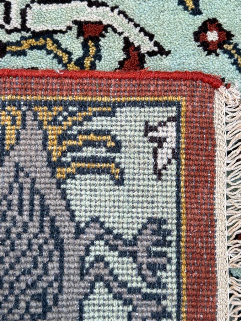 Turkish Oushak Style Runner 2.6x8.1, Tree of Life Bird Design, Handmade Wool Bohemian Accent Rug
