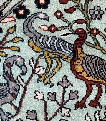 Turkish Oushak Style Runner 2.6x8.1, Tree of Life Bird Design, Handmade Wool Bohemian Accent Rug