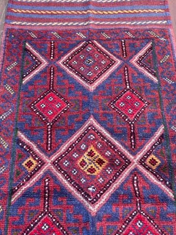 Afghan Mashwani Kilim Runner 2x8, Handmade Wool Tribal Diamond Hallway Rug