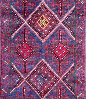 Afghan Mashwani Kilim Runner 2x8, Handmade Wool Tribal Diamond Hallway Rug