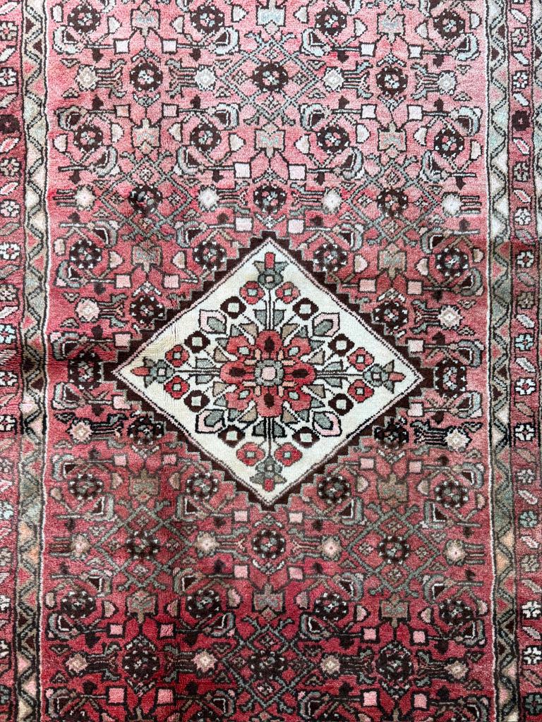 Vintage Turkish Runner 3.6x9.9, 1990s Anatolian Geometric Medallion Wool Village Rug