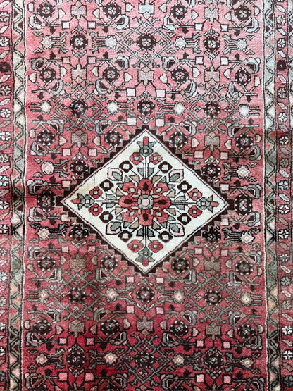 Vintage Turkish Runner 3.6x9.9, 1990s Anatolian Geometric Medallion Wool Village Rug