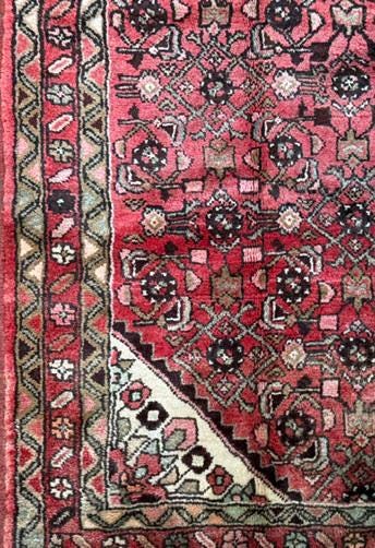 Vintage Turkish Runner 3.6x9.9, 1990s Anatolian Geometric Medallion Wool Village Rug