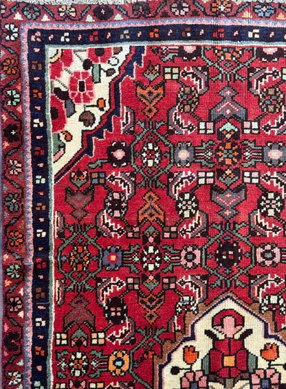 Vintage Turkish Rug 3.6x6.2, 1980s Anatolian Geometric Medallion Wool Village Rug