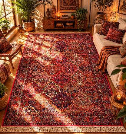 Authentic Vintage Karastan Wool Rug 5.9x9.8 ft Persian Panel Design Rug Traditional Oriental Area Rug Made in USA
