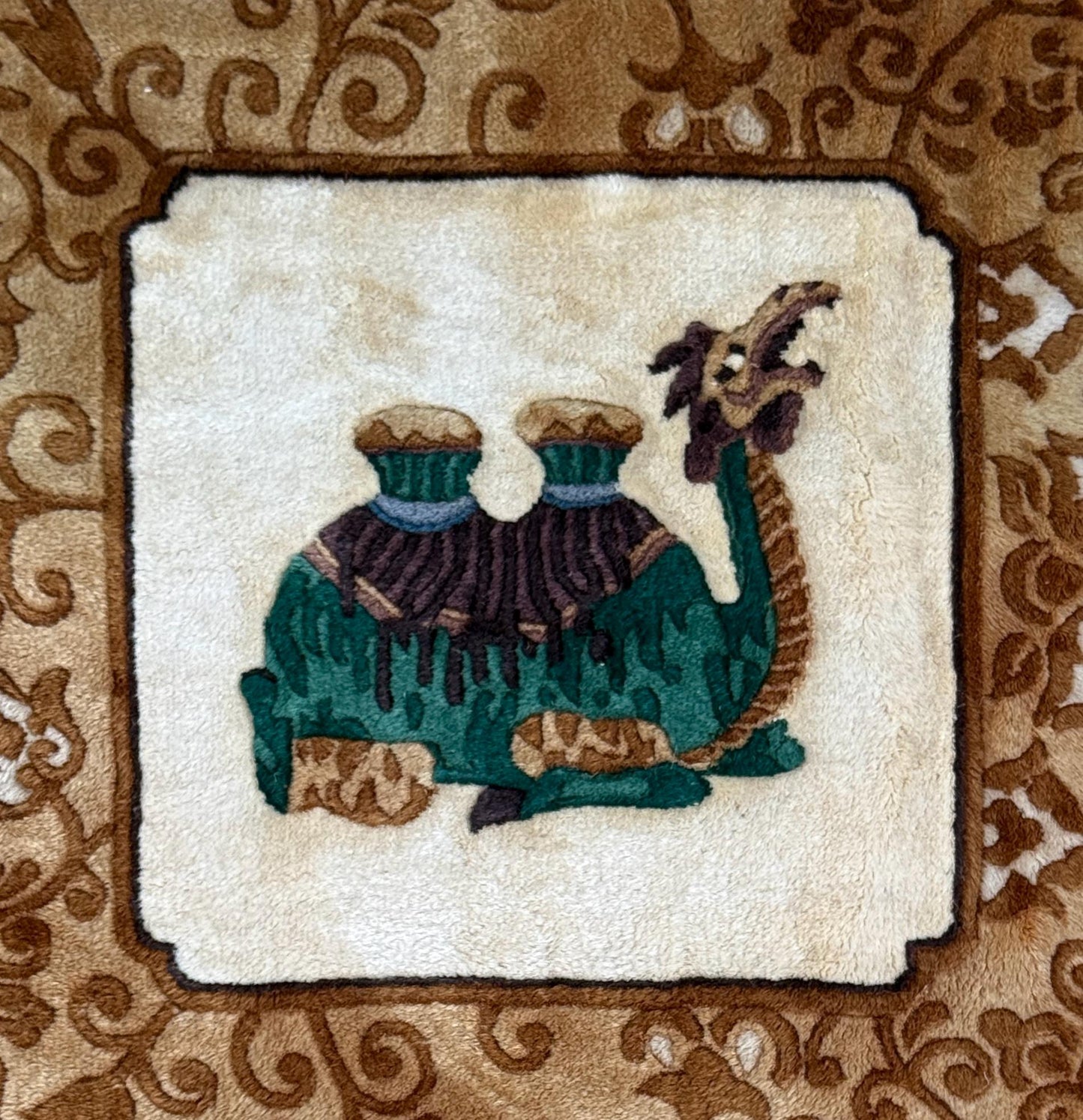Vintage Chinese Pictorial Rug 6x10 Hand Knotted Wool Oriental Carpet Dragon Border