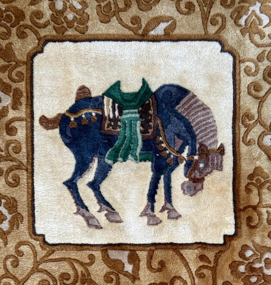 Vintage Chinese Pictorial Rug 6x10 Hand Knotted Wool Oriental Carpet Dragon Border