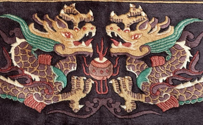 Vintage Chinese Pictorial Rug 6x10 Hand Knotted Wool Oriental Carpet Dragon Border