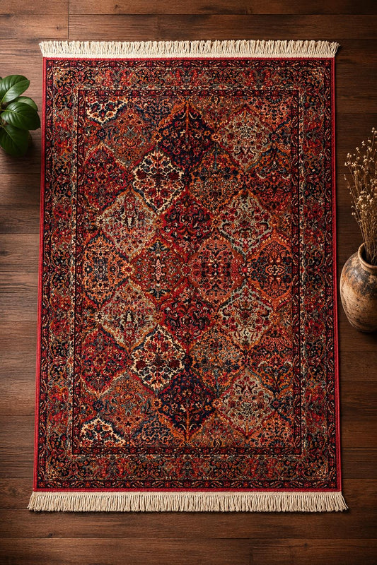 Authentic Vintage Karastan Wool Rug 5.9x9.8 ft Persian Panel Design Rug Traditional Oriental Area Rug Made in USA