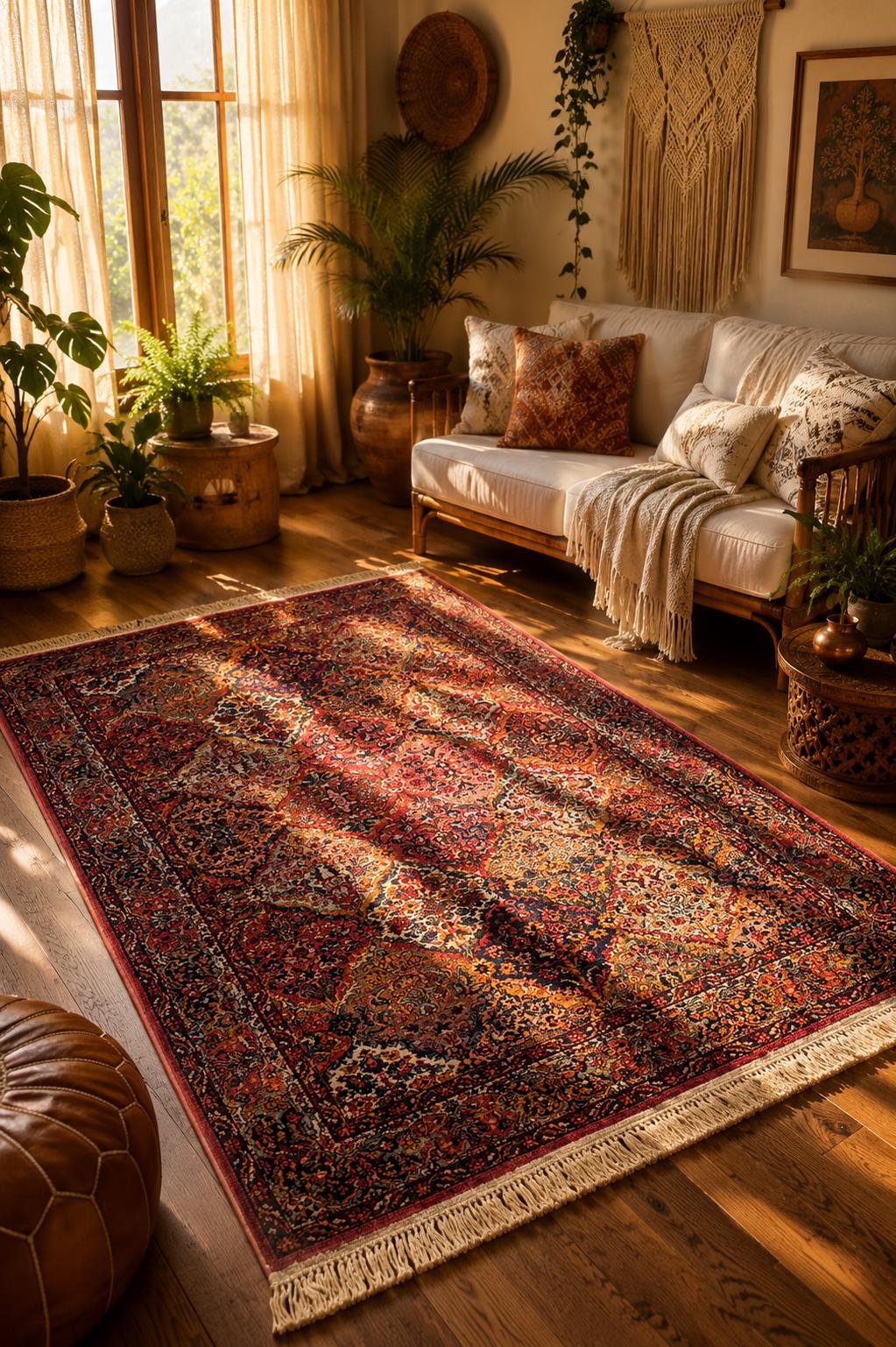 Authentic Vintage Karastan Wool Rug 5.9x9.8 ft Persian Panel Design Rug Traditional Oriental Area Rug Made in USA