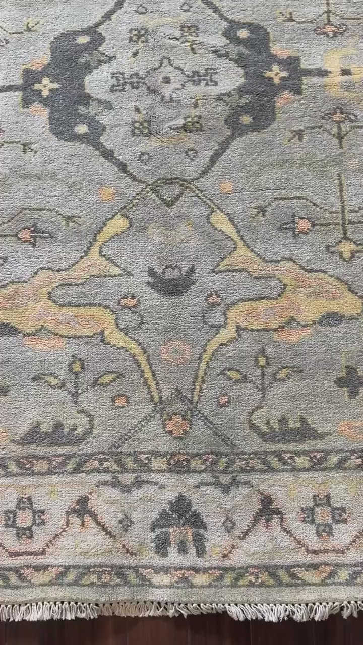 4x6 ft Hand-Knotted Oushak Rug: Bohemian Wool Area Carpet