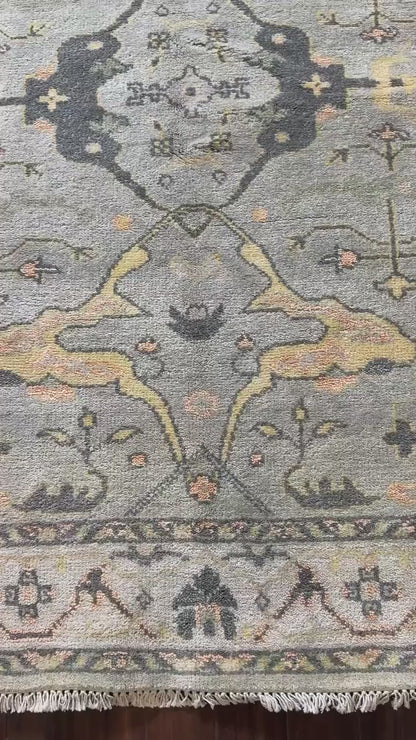 4x6 ft Hand-Knotted Oushak Rug: Bohemian Wool Area Carpet