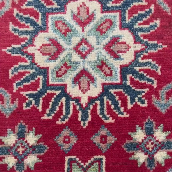 2.3x3.2 ft Hand Knotted Turkish Oushak Rug: Geometric Kazak Wool Rug