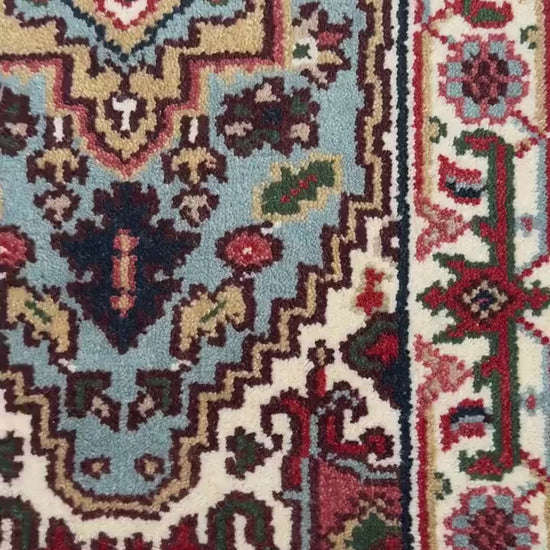 2x4 ft. Hand-Knotted Turkish Serapi Heriz Wool Rug: Vibrant Accent Carpet