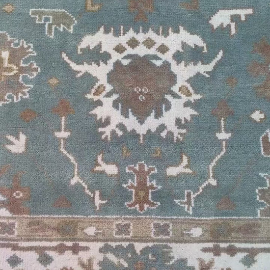 6x9 ft Pastel Oushak Hand Knotted Rug: Bohemian Wool Carpet