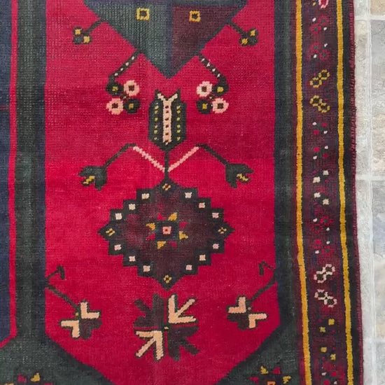 5x3 ft Vintage Caucasus Wool on Wool Rug, 1960s Hand Knotted Oriental Carpet, Small Area Tribal Geometric Village Accent