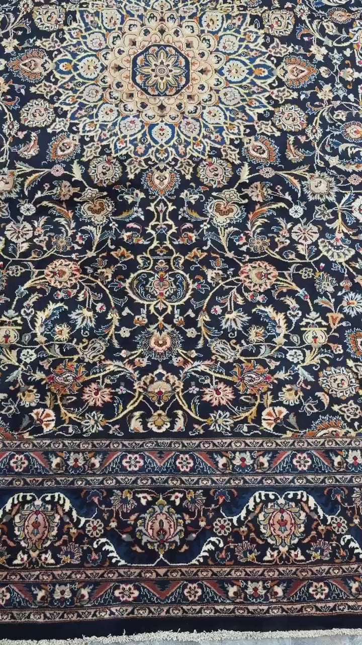 10x12 ft Vintage 1930s Royal Design Rug: Hand Knotted Wool Carpet, Bohemian Oriental Large Area Rug