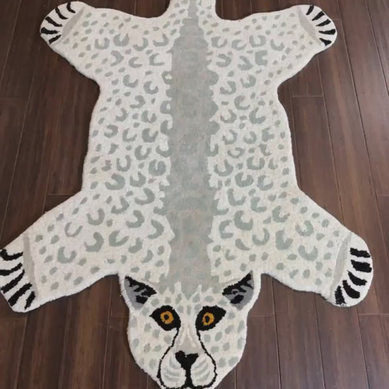 3x5 ft Handmade Wool Leopard Rug: Boho Safari Style