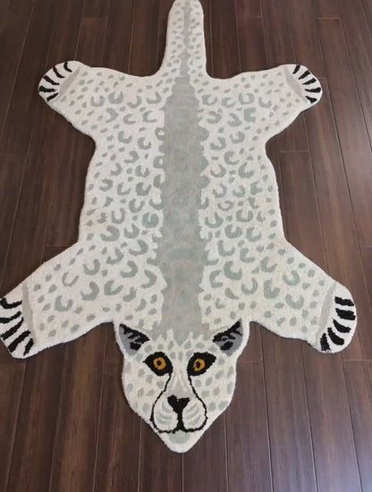 3x5 ft Handmade Wool Leopard Rug: Boho Safari Style
