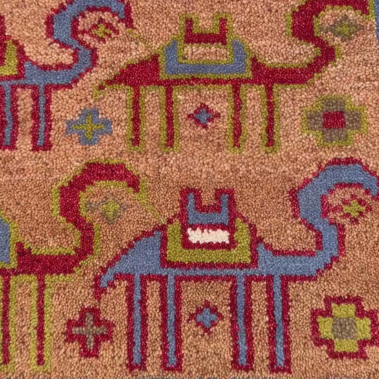 2x3 ft Anatolian Small Hand-Knotted Rug: Geometric Wool Accent Carpet