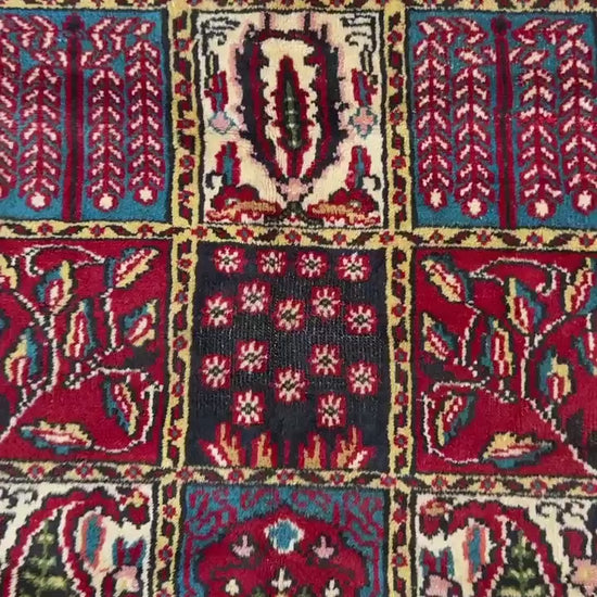 4x6 ft Vintage Baghtiyaar Pictorial Rug: Hand-Knotted Wool Oriental Carpet