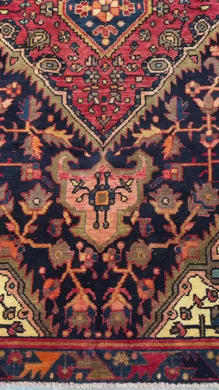 4x6 ft Vintage Turkish Tribal Rug Wool Anatolian Carpet