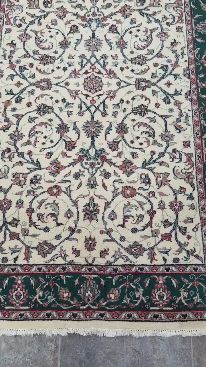 4x7 ft 1960s Vintage Hand-Knotted Wool Tabriz Rug: Oriental Carpet