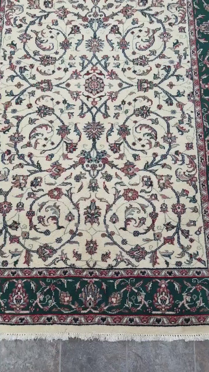 4x7 ft 1960s Vintage Hand-Knotted Wool Tabriz Rug: Oriental Carpet