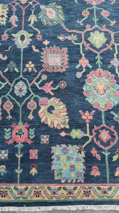 8x10 ft Oushak Rug: Hand-Knotted Wool Modern Boho Carpet