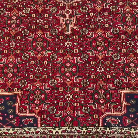 8x5 ft Vintage Bijar Tribal Wool Rug: 1950s Hand-Knotted Oriental Carpet