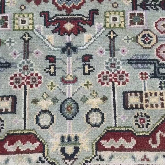 4x6 ft Handmade Heriz Oushak Rug: Modern Bohemian Wool Carpet