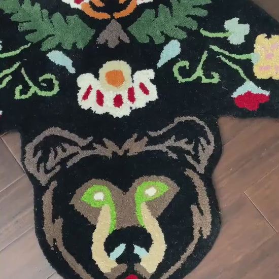 3x5 ft Handmade Wool Bear Rug: Tufted Nursery Decor