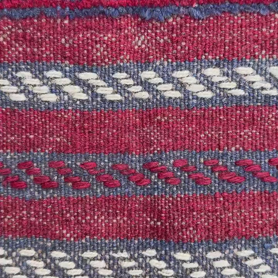 8.5x2 ft Vintage 1990s Afghan Mashwani Kilim Runner Rug: Hand Knotted Wool Tribal Area Carpet