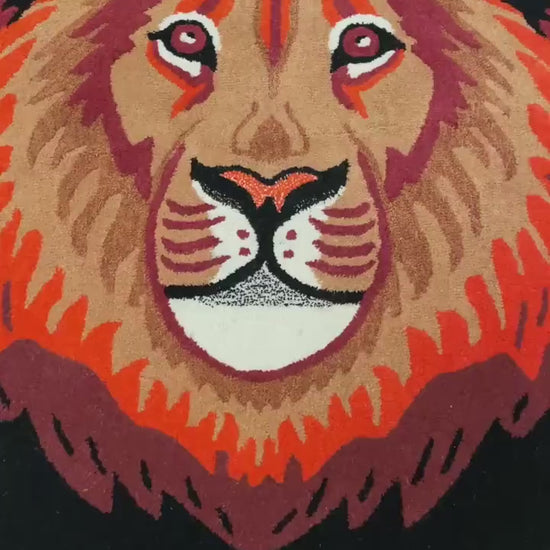 4x4 ft Handmade Wool Lion Rug: Kids Boho Nursery Decor