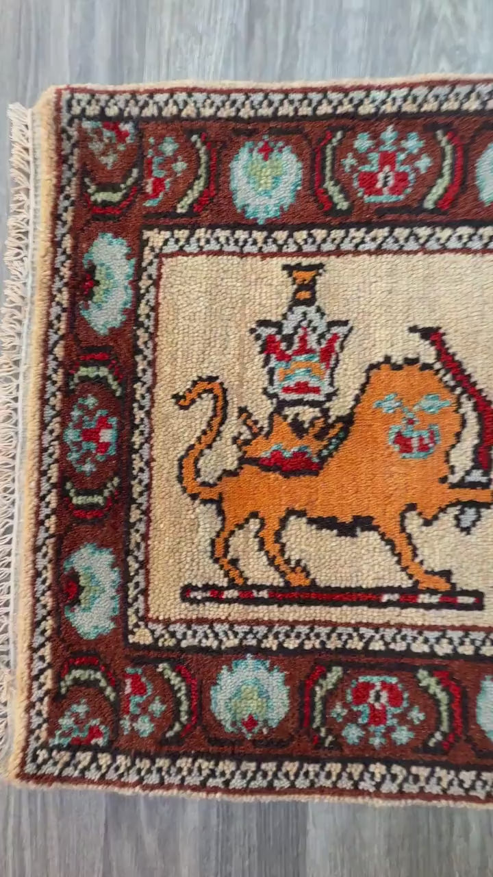 2x3 ft Anatolian Oushak Turkish Hand-Knotted Rug: Bird Tree of Life Vintage Wool Small Carpet