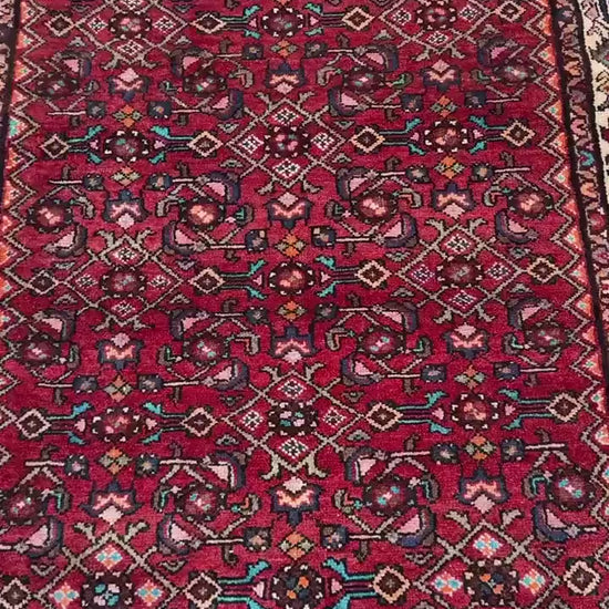 3.10x11 ft Anatolian Vintage 1930s Geometric Runner: Hand Knotted Wool Oriental Village Rug