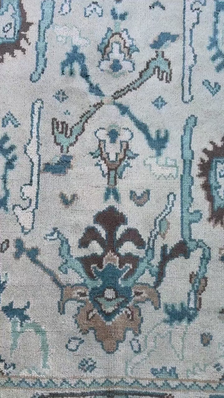 4x6 ft Hand Knotted Wool Oushak Rug: Modern Bohemian Carpet