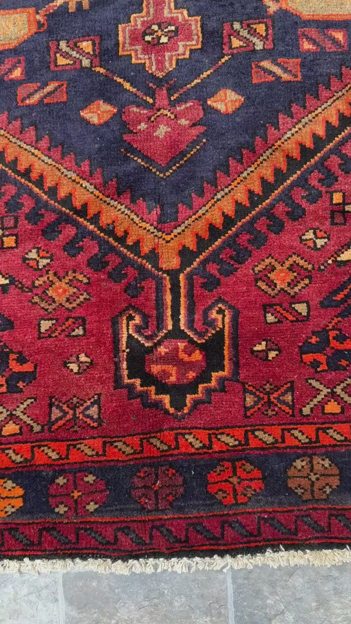 4.8x7 ft Geometric Village Rug, 1930s Vintage Hand Knotted Wool Carpet, Anatolian Oriental Area Rug