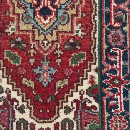 2x4 ft. Turkish Hand Knotted Heriz Wool Rug: Geometric Carpet