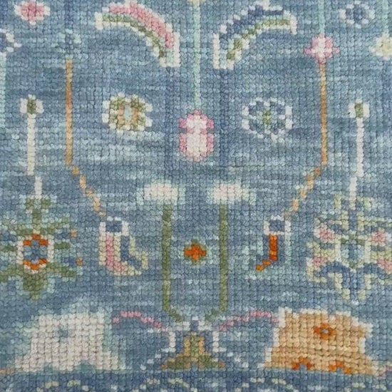 3x5 ft Hand Knotted Pastel Oushak Rug: Bohemian Floral Contemporary Area Carpet Modern Decorative Accent Rug