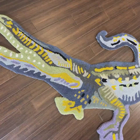 Handmade Wool Dinosaur Rug: 3x5 Kids Playroom Decor