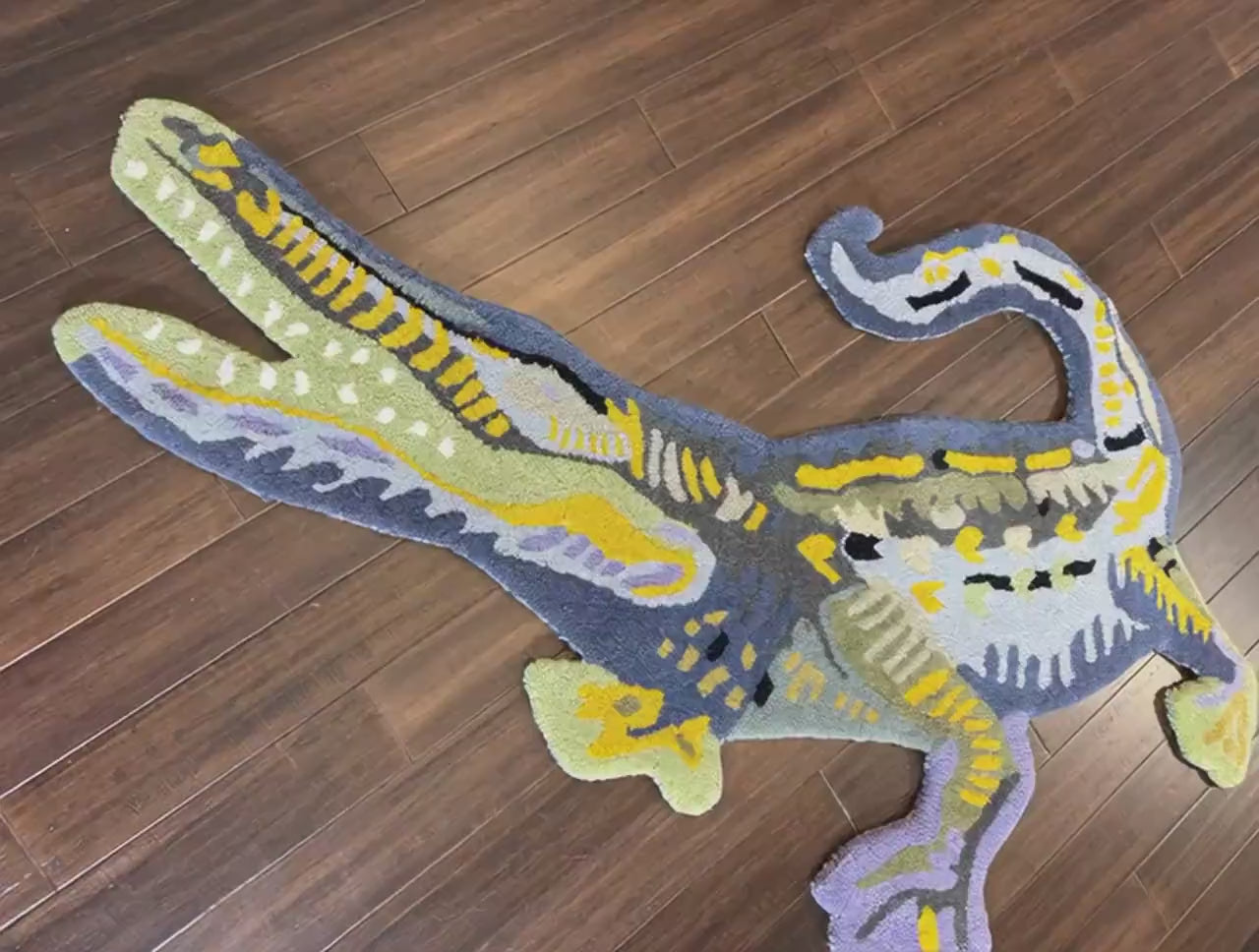 Handmade Wool Dinosaur Rug: 3x5 Kids Playroom Decor