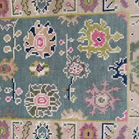 2.7x8 ft Hand-Knotted Oushak Wool Runner Rug: Bohemian Hallway Rug