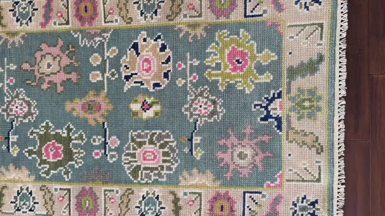 2.7x8 ft Hand-Knotted Oushak Wool Runner Rug: Bohemian Hallway Rug