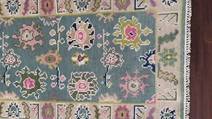 2.7x8 ft Hand-Knotted Oushak Wool Runner Rug: Bohemian Hallway Rug