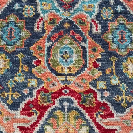 4x6.5 ft Oushak Bohemian Hand Knotted Rug: Modern Multicolored Area Vintage-Style Decor Carpet