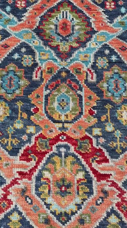 4x6.5 ft Oushak Bohemian Hand Knotted Rug: Modern Multicolored Area Vintage-Style Decor Carpet