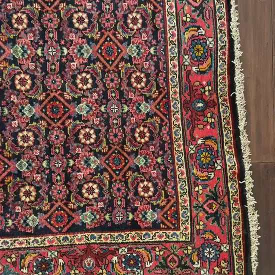 12x3 ft Antique 1950s Malayaar Runner Rug: Hand Knotted Wool Tribal Hallway Carpet, Vintage Nomadic Design