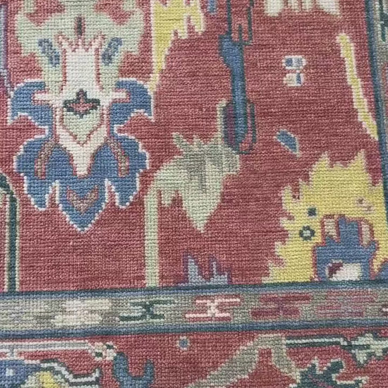 6x9 ft Hand Knotted Oushak Wool Rug: Vintage Style Bohemian Carpet